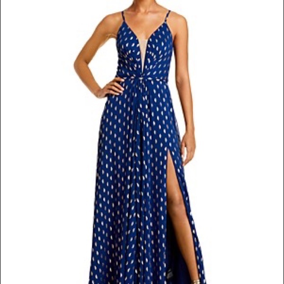 Aqua Dresses & Skirts - Bloomingdale’s Aqua Brand Blue and Gold Maxi Dress